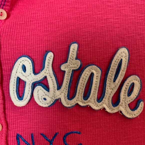Aeropostale Womens Y2K Fitted Henley Top Size XL Pink 1987 NYC Spellout Preppy - Picture 6 of 11